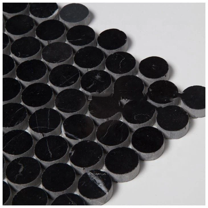 Black Marble Penny Round Tile