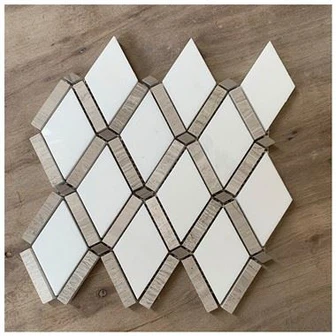Thassos vit marmor diamant gitter mosaik