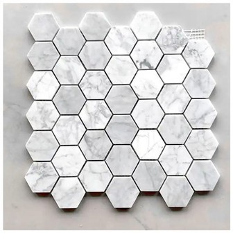 Bianco Carrara Hexagon polerad marmormosaik