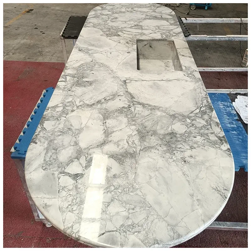 Super White Quartzite Kitchen Island Countertops