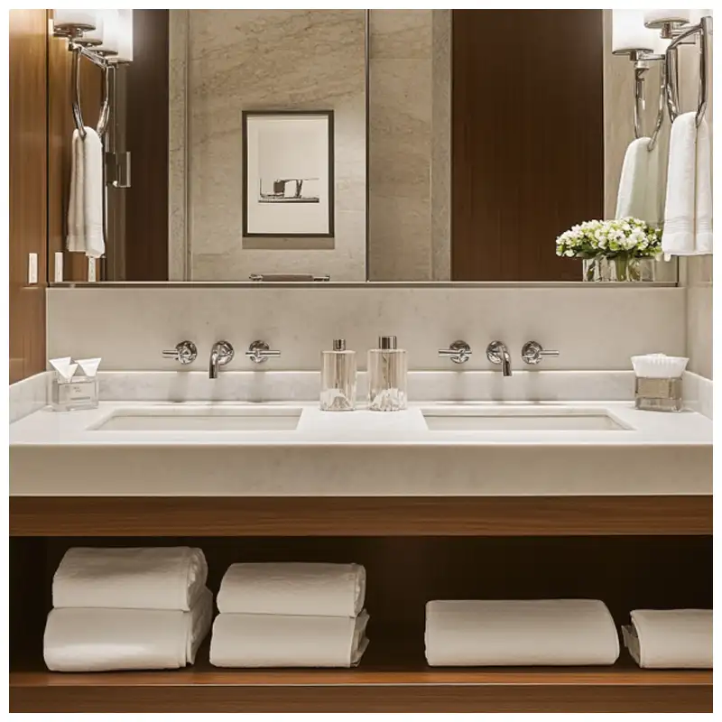 Hotel Bathroom Cabinets Sets with Engineered Quartz Hotel Bathroom Cabinets Sets with Engineered Quartz